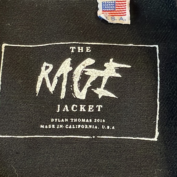 G-Eazy Dylan Thomas Rage Against the Dying of the Light Black Denim Jacket - Picture 4 of 6